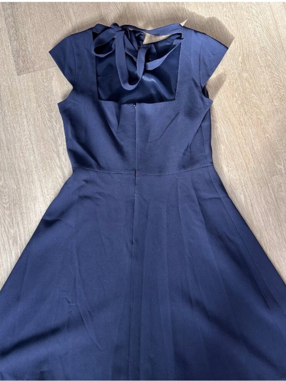 Theory Navy Midi A-Line Dress with Back Tie
